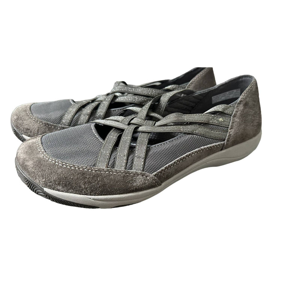 Dansko Hilde Gray Suede Comfort Slip On Shoes Cross Strap Womens Size (38) 8 US